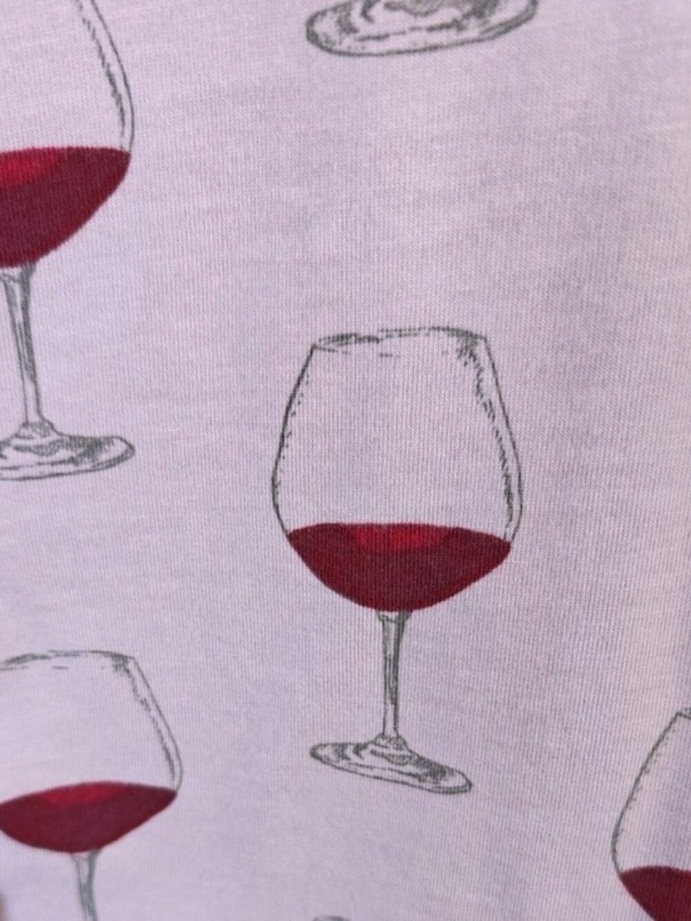 PJ Salvage Size M Pajama Set Wine Glasses Long Sleeve & Pant Bottoms - Picture 2 of 8